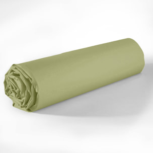 Drap housse uni 100% coton - essentiel - verveine