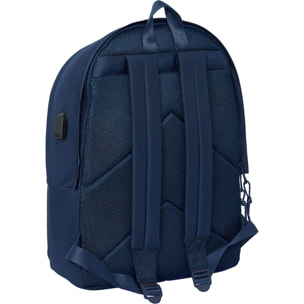 Mochila doble para portatil 15,6"+usb real madrid chica marino