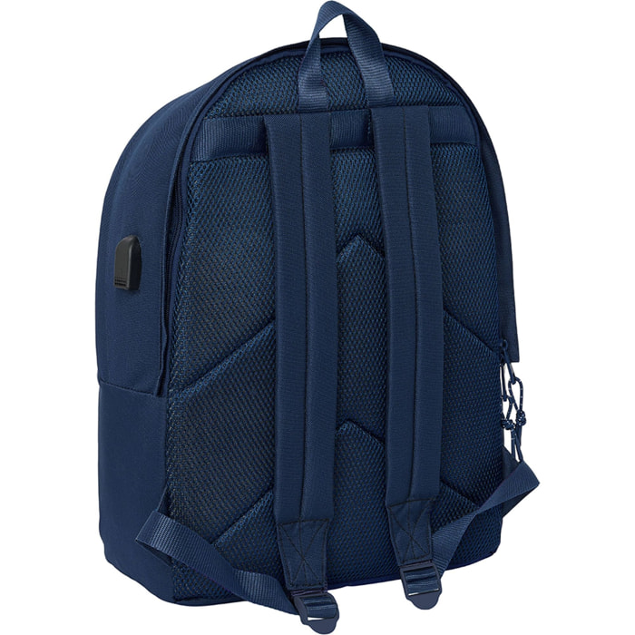 Mochila doble para portatil 15,6"+usb real madrid chica marino