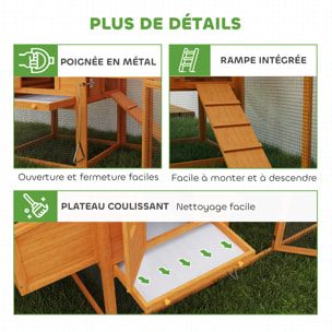 Poulailler cottage grand confort multi-équipement 179x67x115cm bois sapin pré-huilé