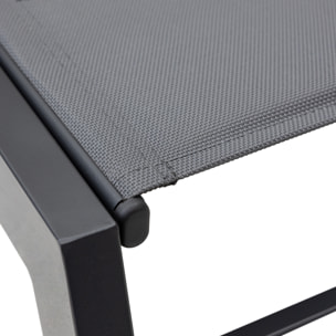 Set bain de soleil et table d'appoint BARBADOS en textilène gris - aluminium gris anthracite