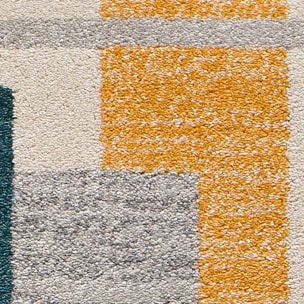 DEBBI Alfombra geométrica en gris con tonos mostaza y azules, varias medidas disponibles