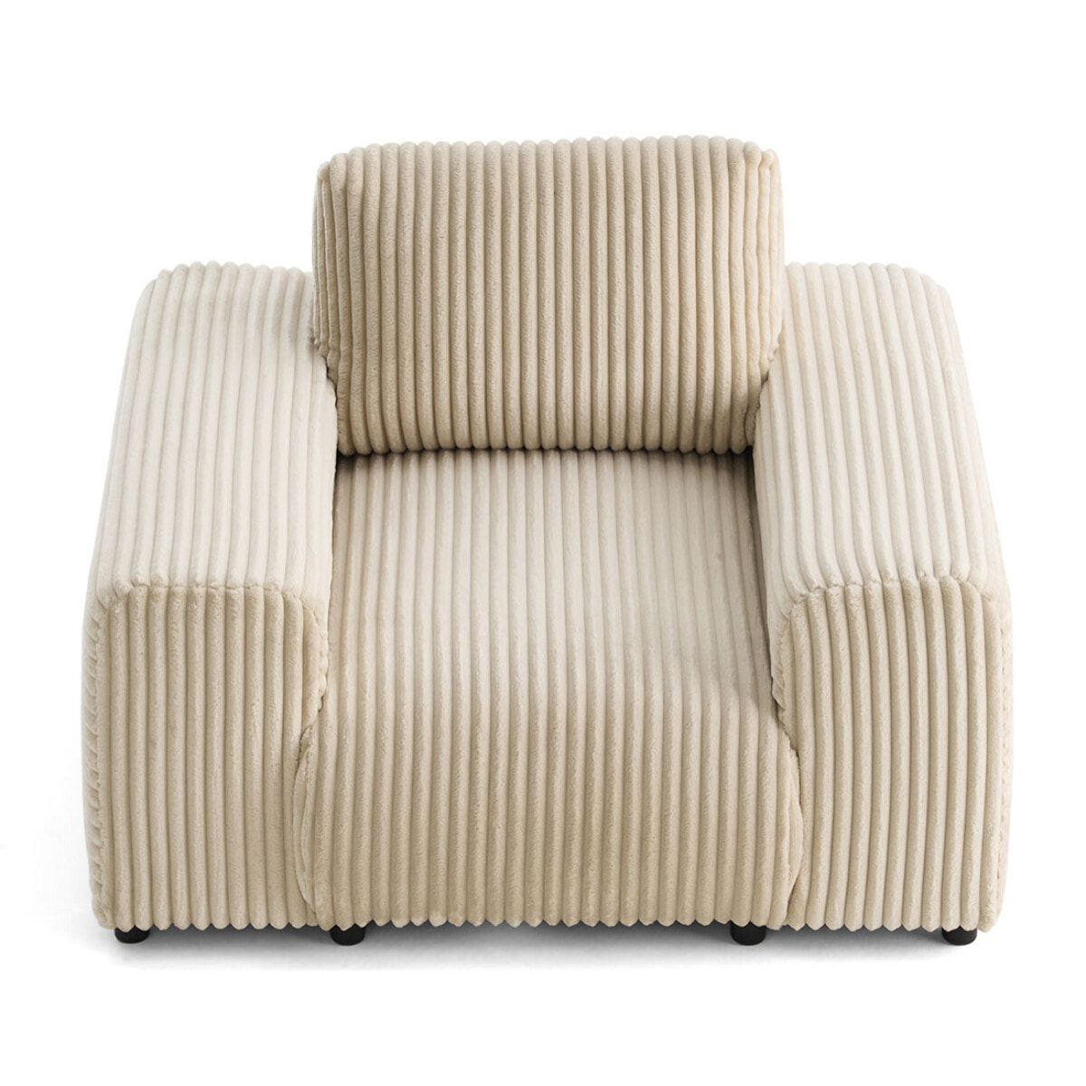 Garance - fauteuil en velours côtelé grosses côtes - Beige