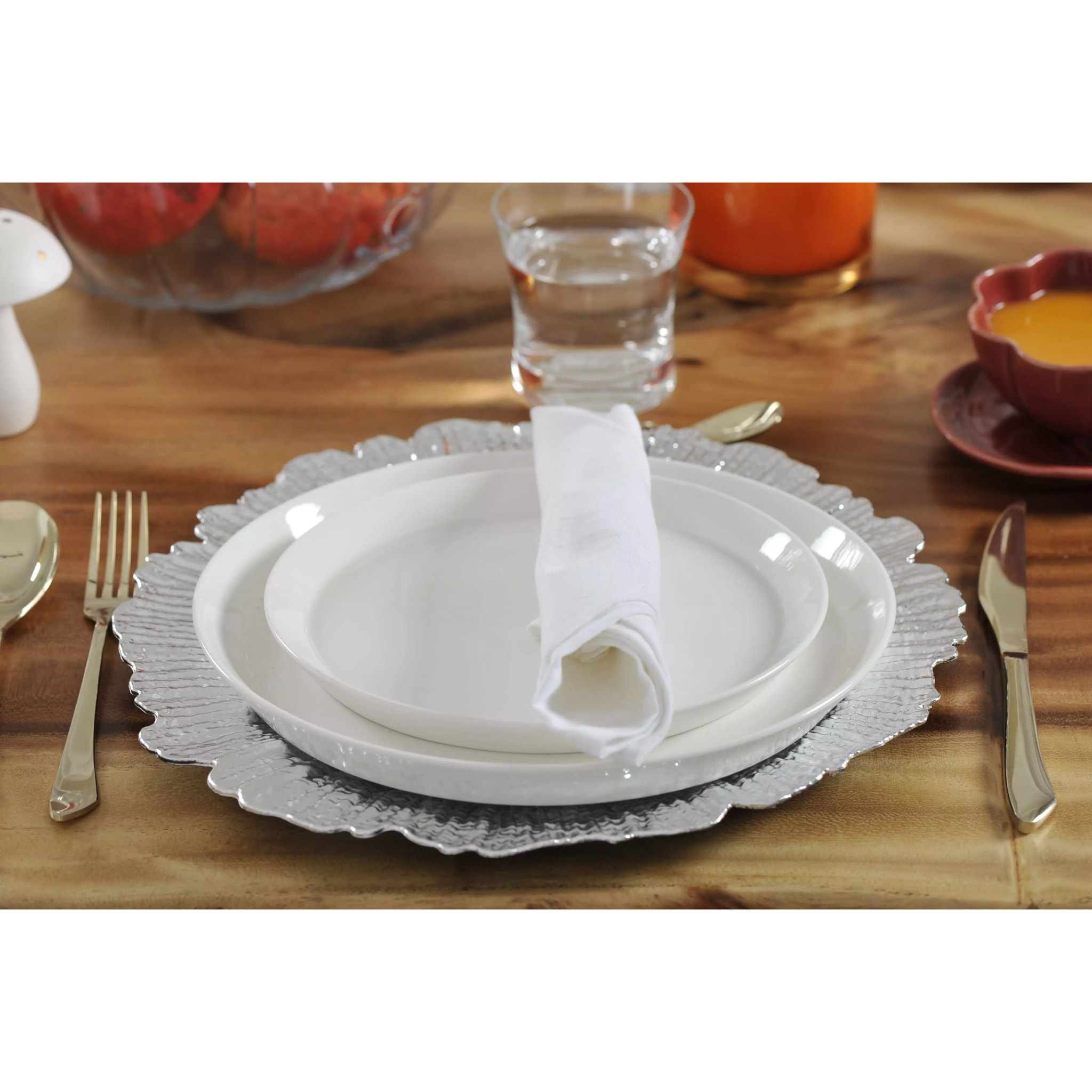 Lot de 6 DESSOUS D'ASSIETTE FLOWER ARGENT