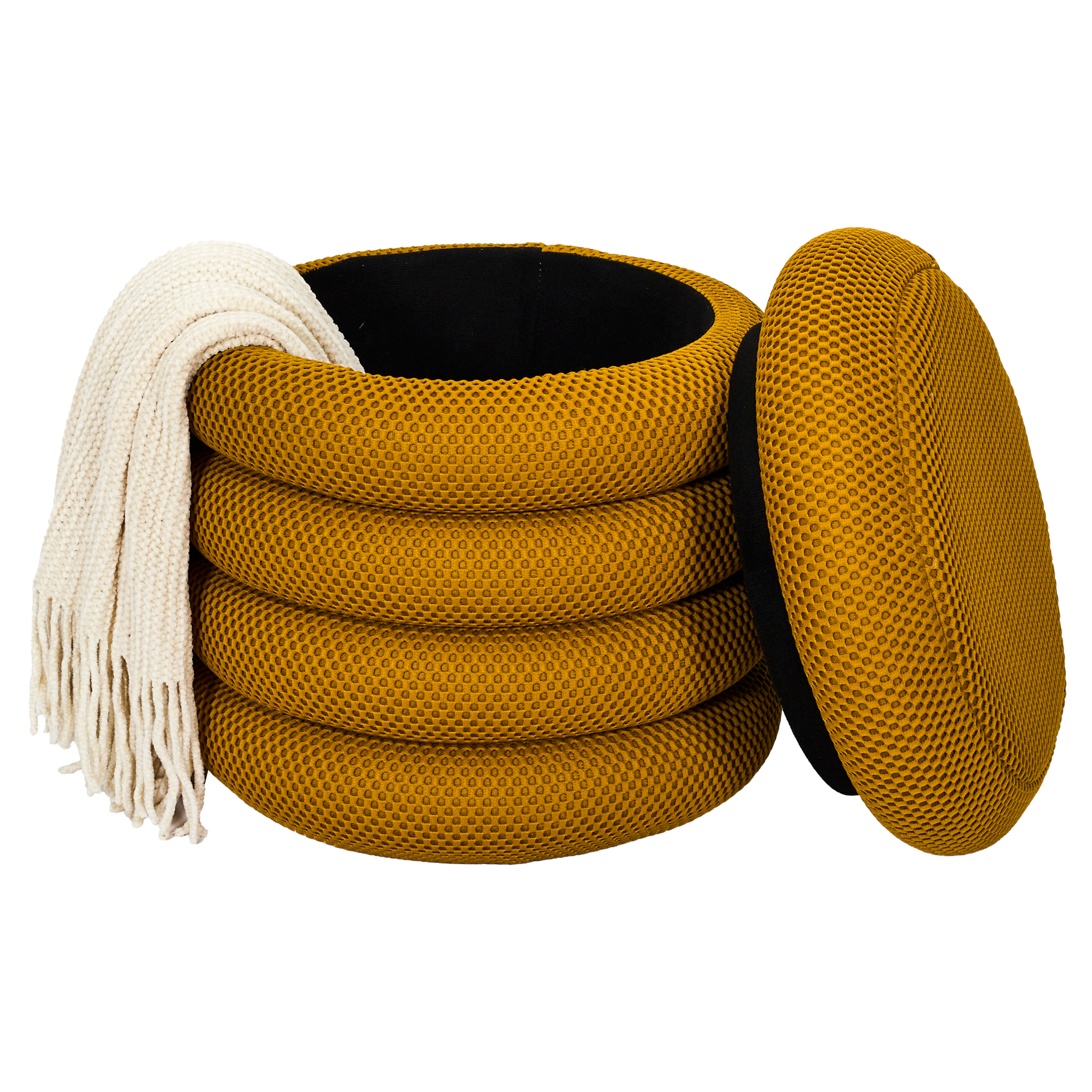 Pouf Rangement Atome Jaune