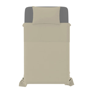 COMPLETO LETTO NATURAL COLOUR MADE IN ITALY COTONE-TORTORA/FUMO PIAZZA E MEZZA