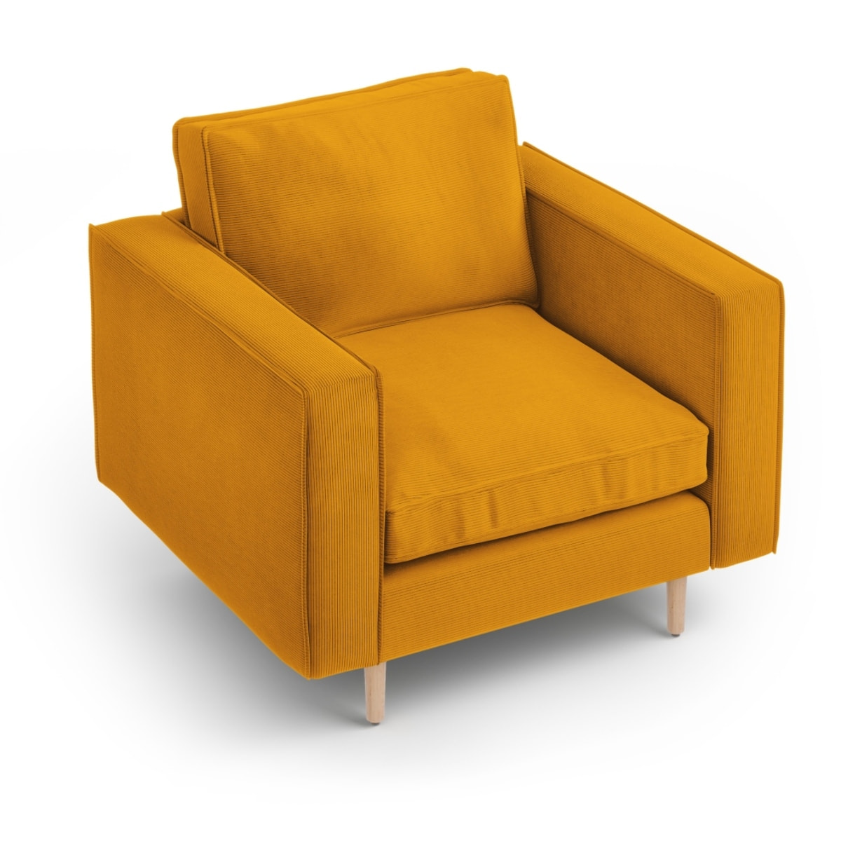 Fauteuil "Alexis" en velours côtelé jaune