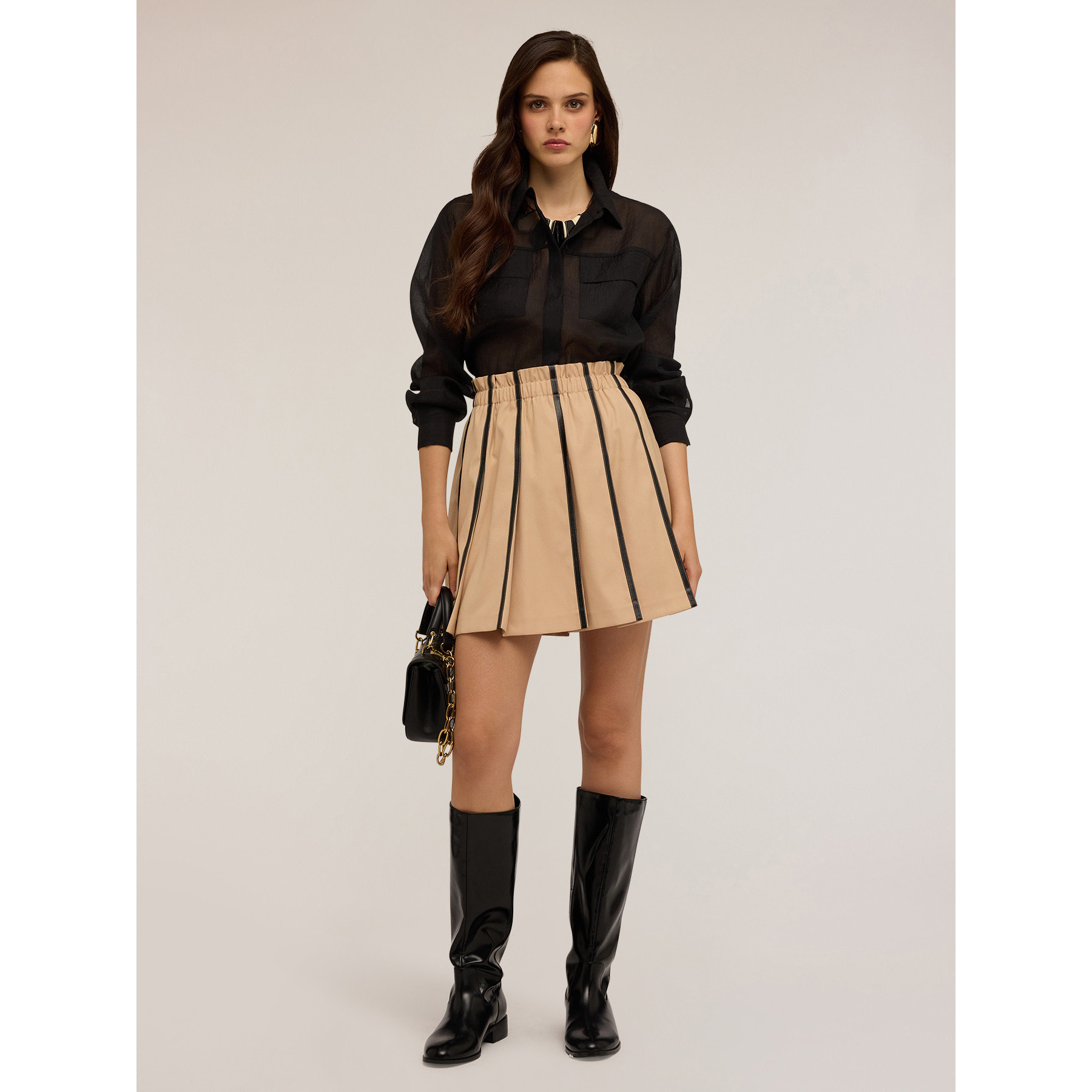 Motivi - Camisa de organza con bolsillos - Negro