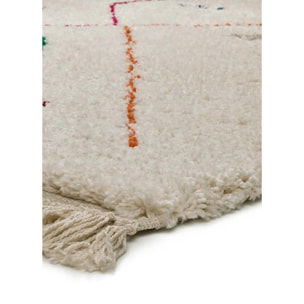YEBEL Alfombra shaggy étnica blanco, varias medidas disponibles.