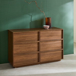 Commode de rangement décor bois 6 tiroirs KUBA
