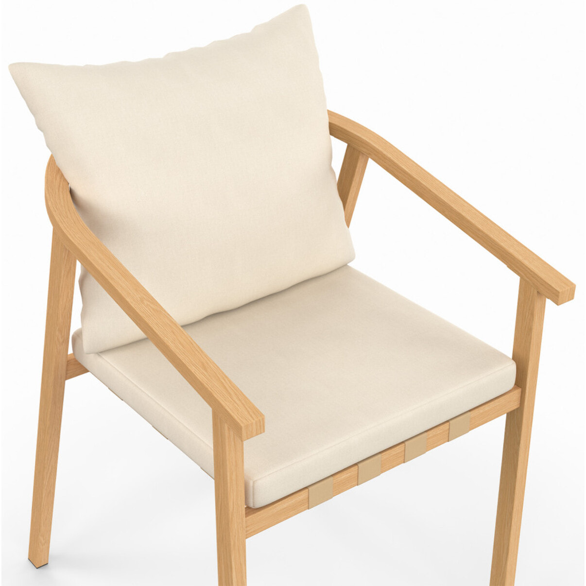 Chaises de jardin Paros métal effet bois et beige - lot de 4