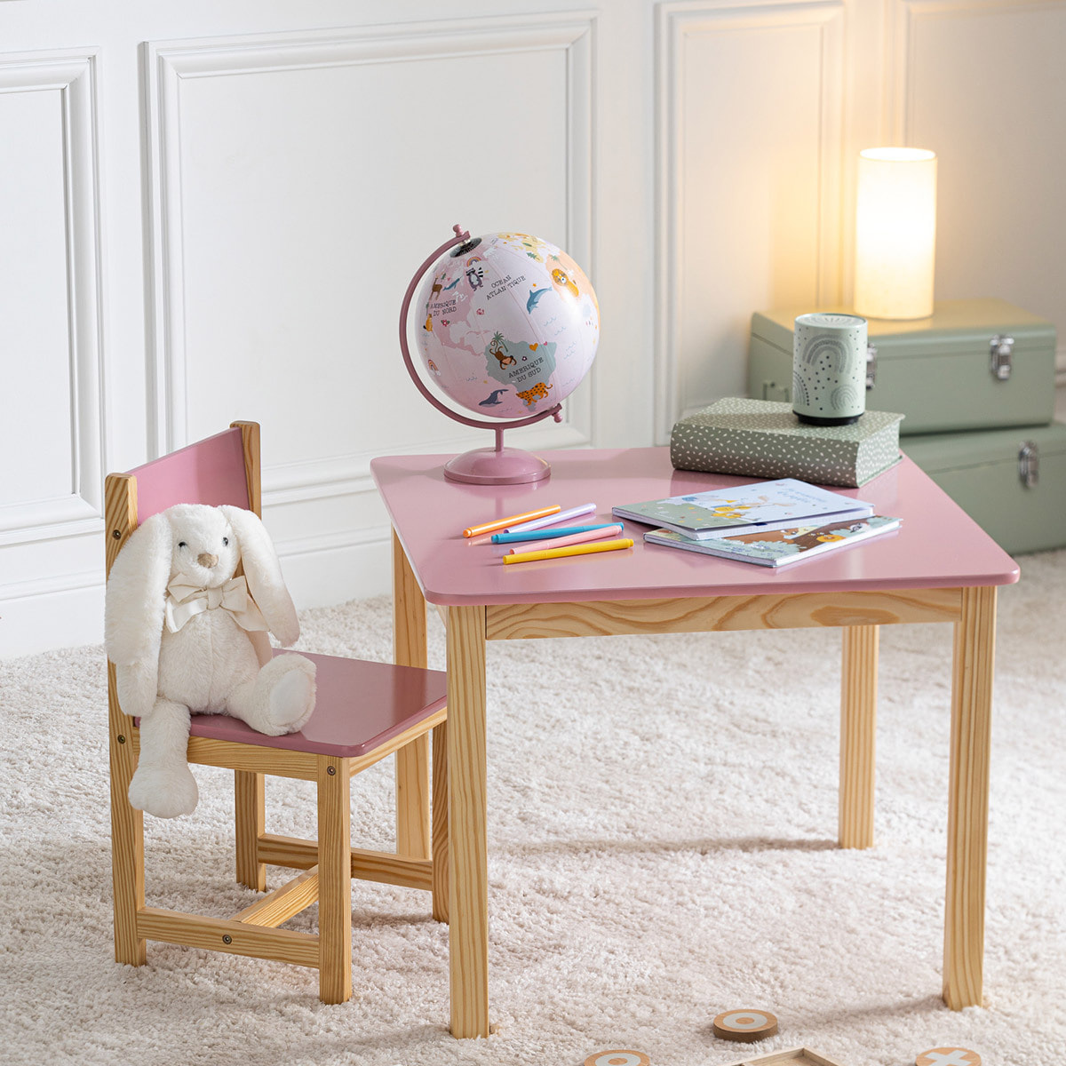 Globe enfant D.20cm base métal rose