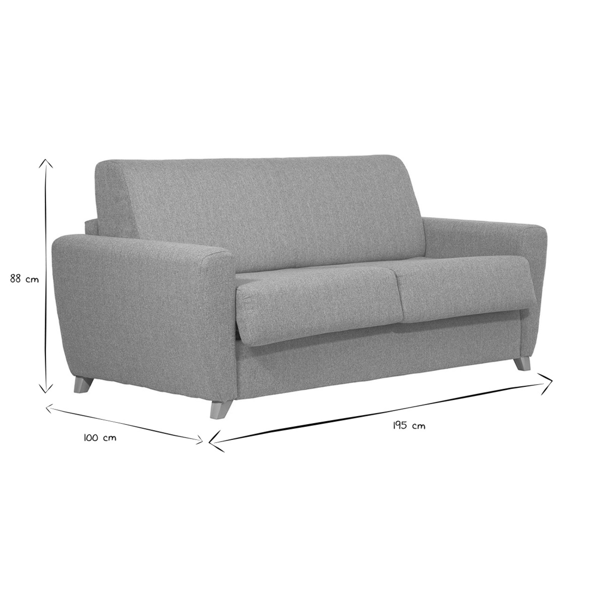 Canapé convertible en tissu gris clair et bois clair avec matelas 18 cm GRAHAM