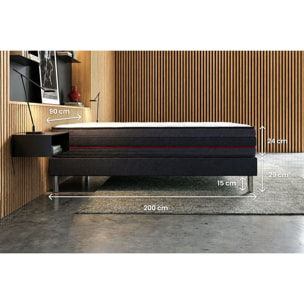 Ensemble Matelas Sommier 90x200 cm - Sommier Blanc (en kit) - Regen