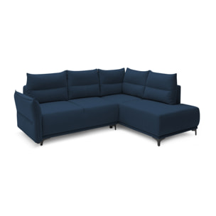 Arya - canapé d'angle convertible - avec coffre - 5 places - style contemporain - droit - Bleu