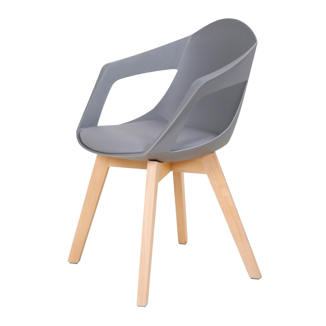 Set di 2 sedie di design Chandra in polipropilene e faggio grigio