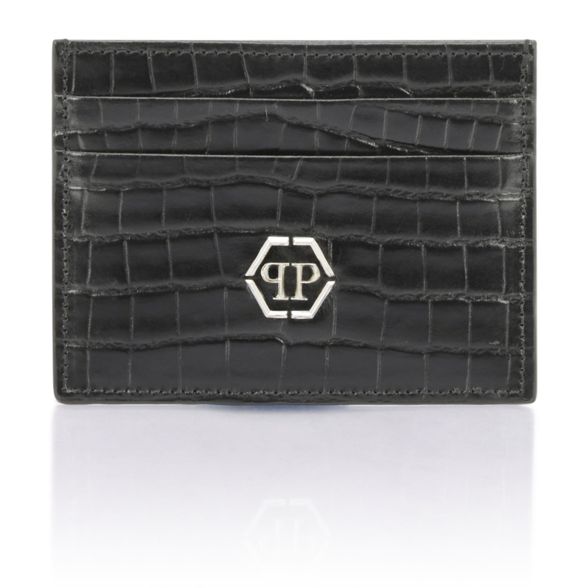 PHILIPP PLEIN Leather Card Holder Cocco