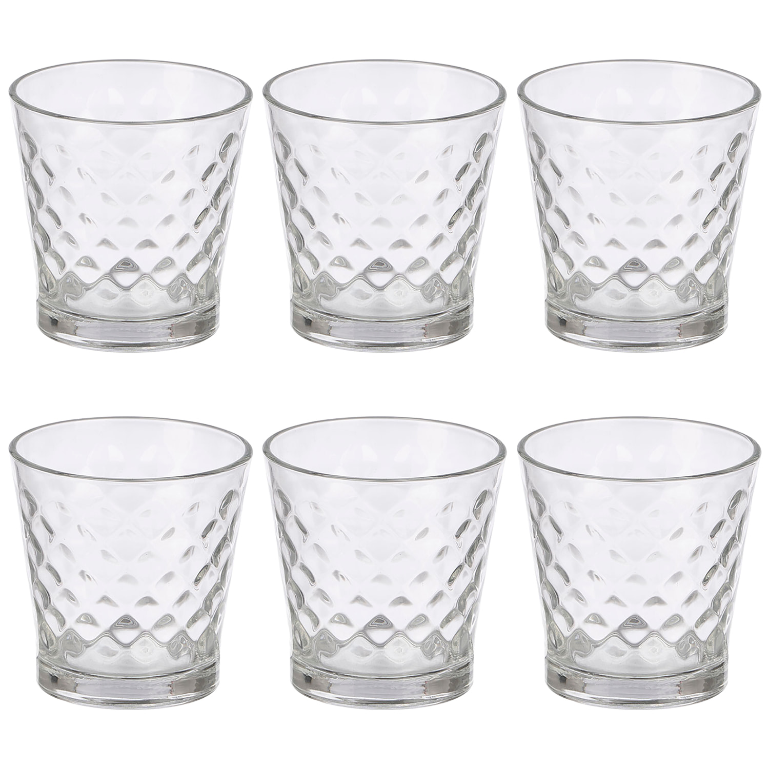 Set 6 vasos transparentes con diseño "rombos" . 280ml