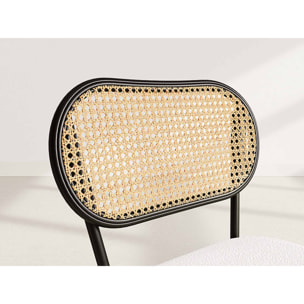 Luciano - lot de 2 chaises cannage - dossier arrondi - en tissu bouclette - Beige