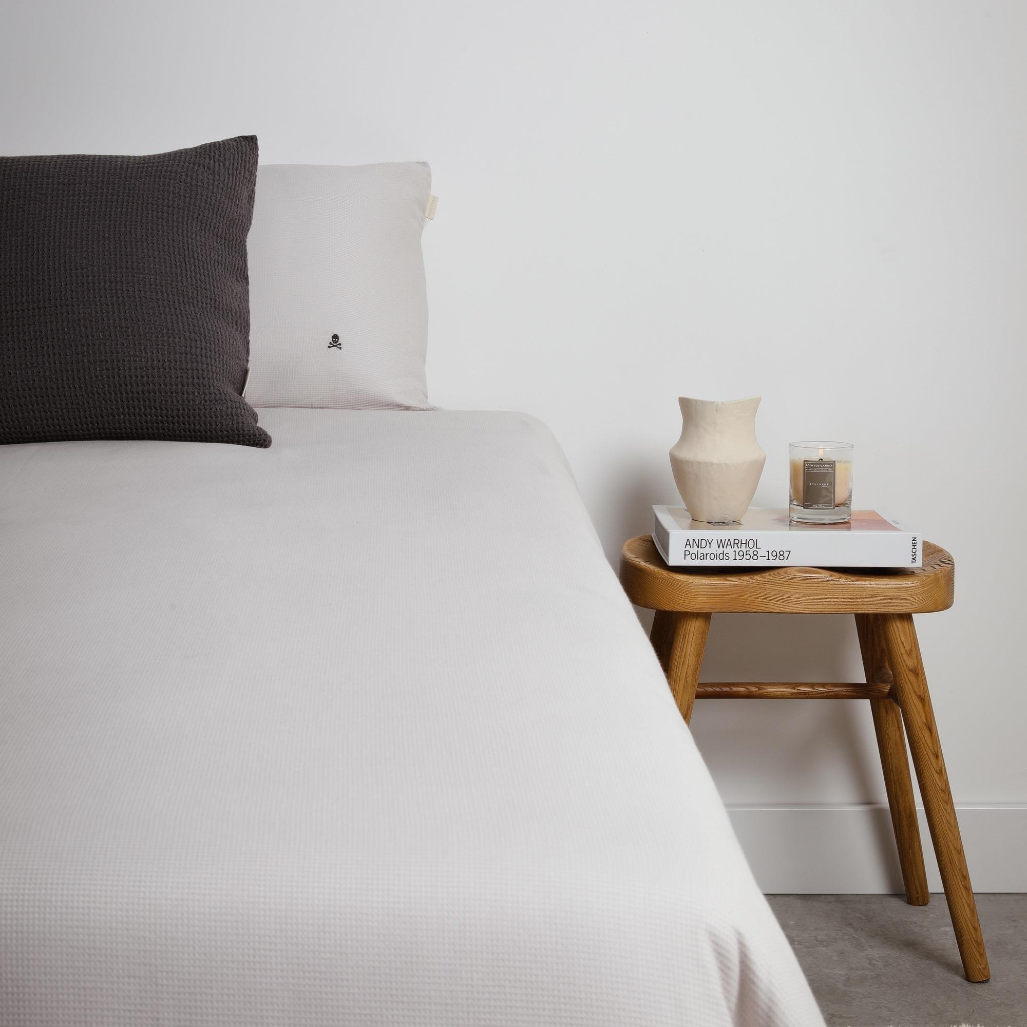 Set cama waffle funda nordica + 2 fundas almohada, 100% algodón, 144gsm, gris cierre de botones haze scalpers home