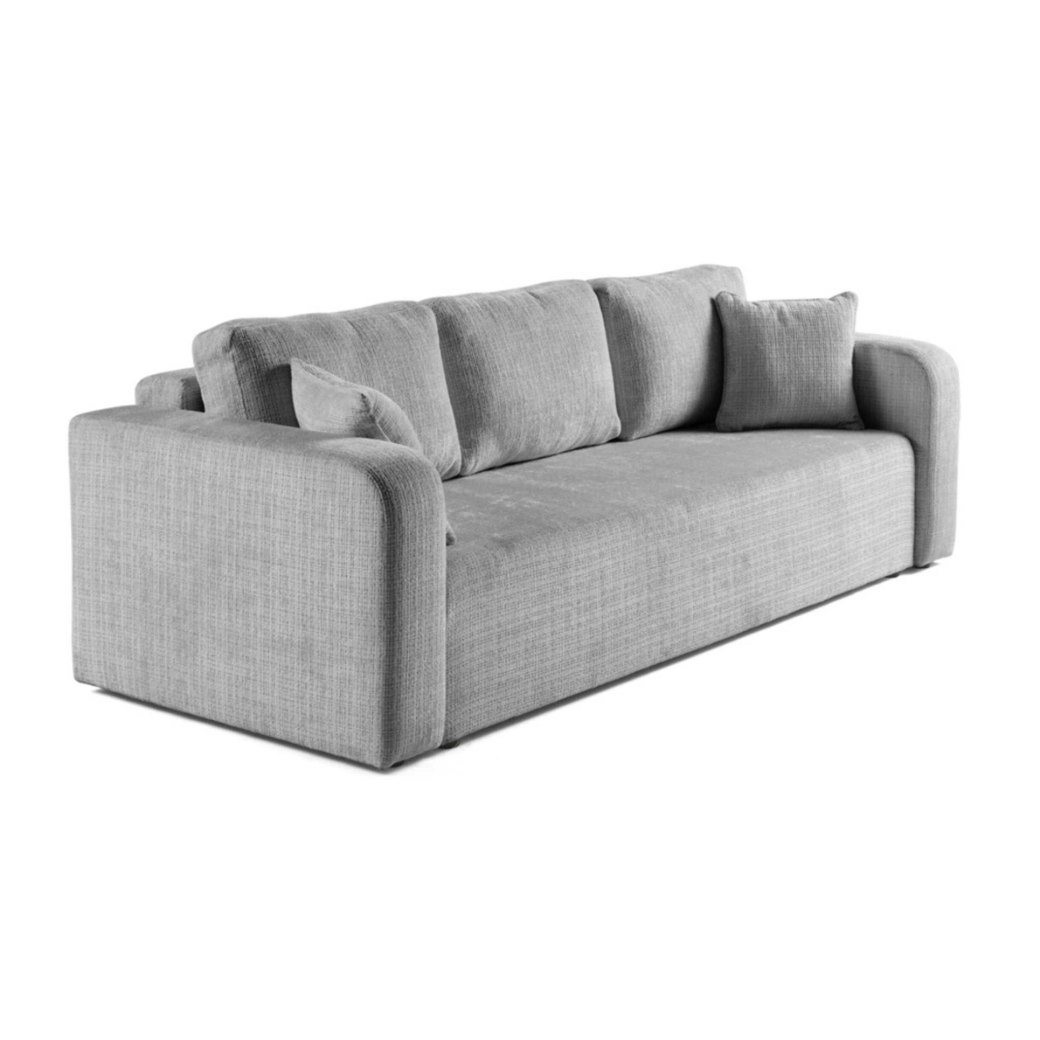 Miro - canapé droit 3 places - convertible avec coffre - en velours texturé - Gris