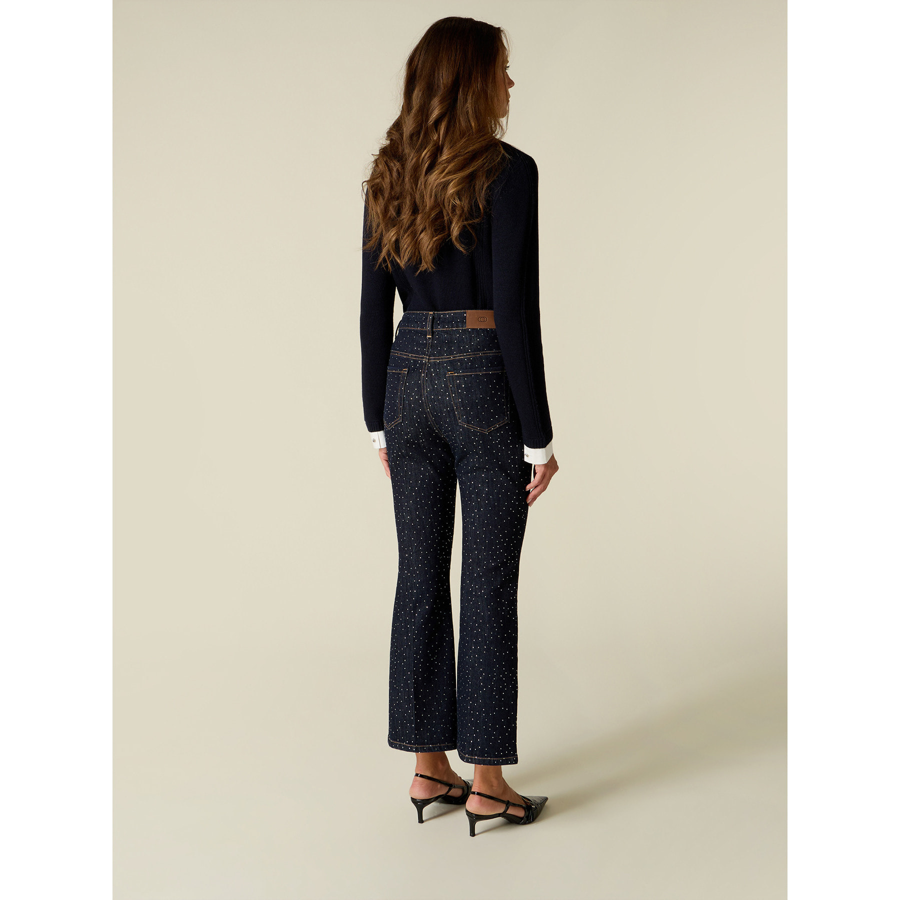 Oltre - Jeans flare con cristalli all over - Blu