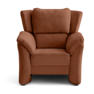 Bastille - fauteuil en tissu velours relief - Terracotta