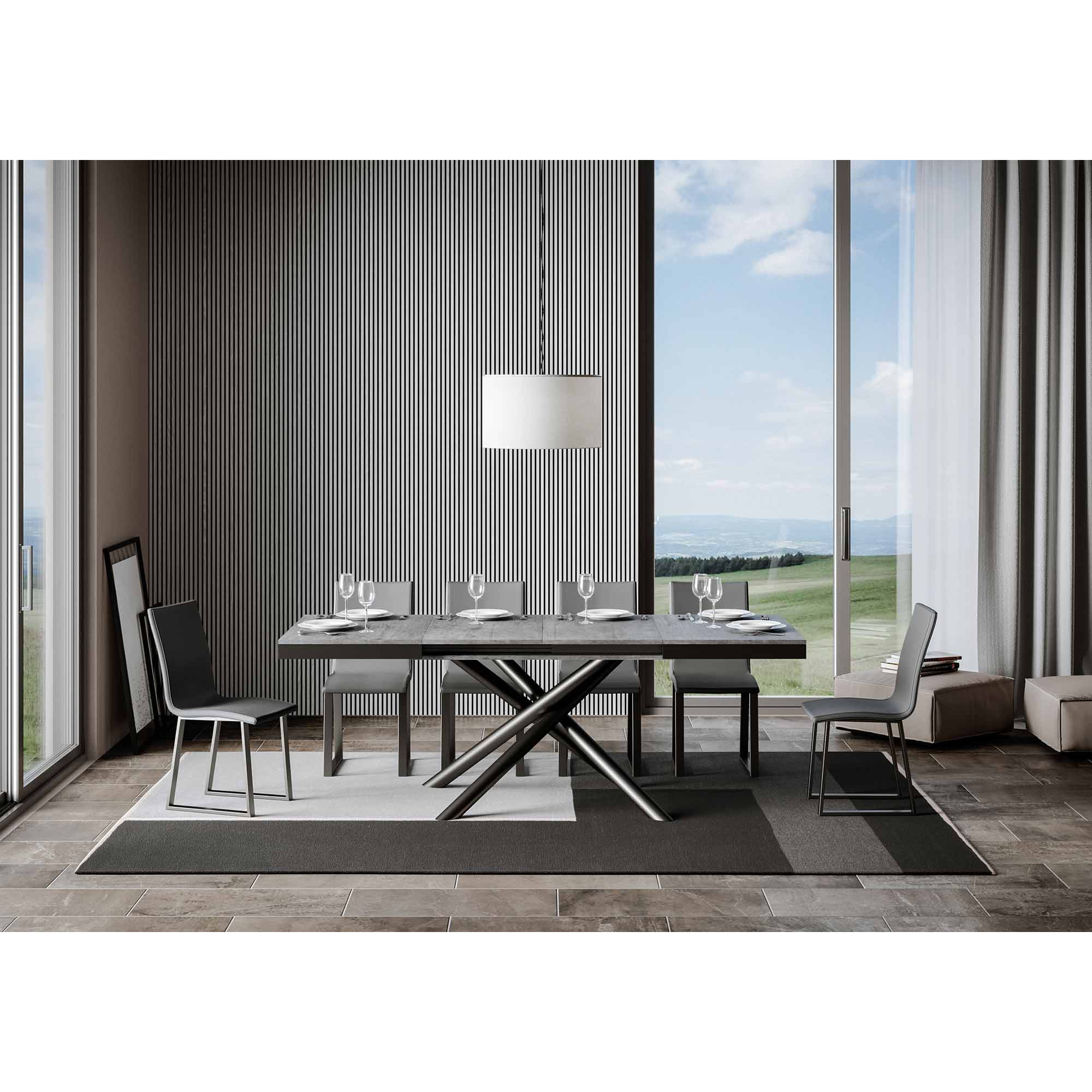 Table extensible 90x120/380 cm Famas Evolution Gris Béton cadre Anthracite