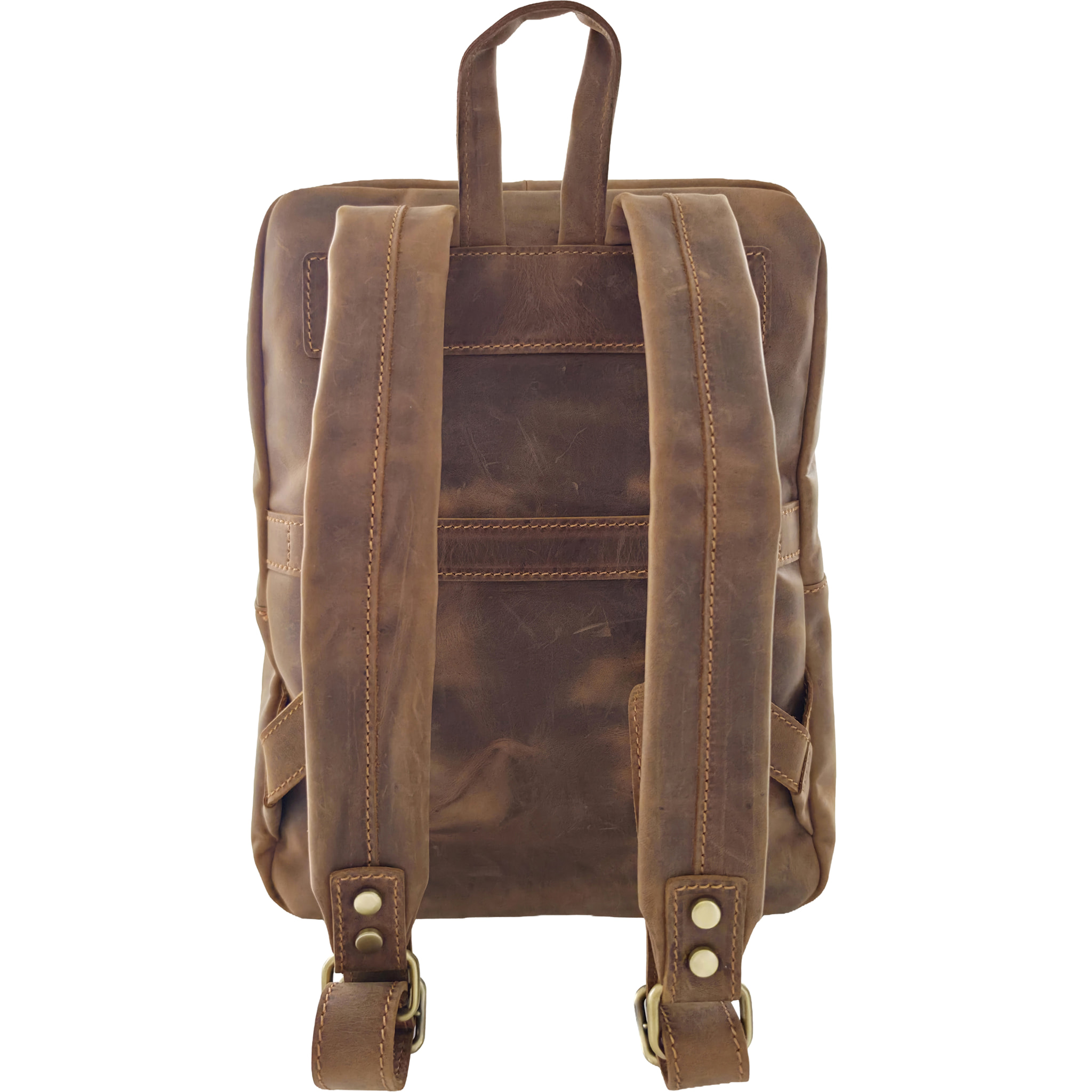 Zaino Donna in Vera Pelle, Zaino Elegante Vintage con Tasca Frontale e Chiusura con Cerniera