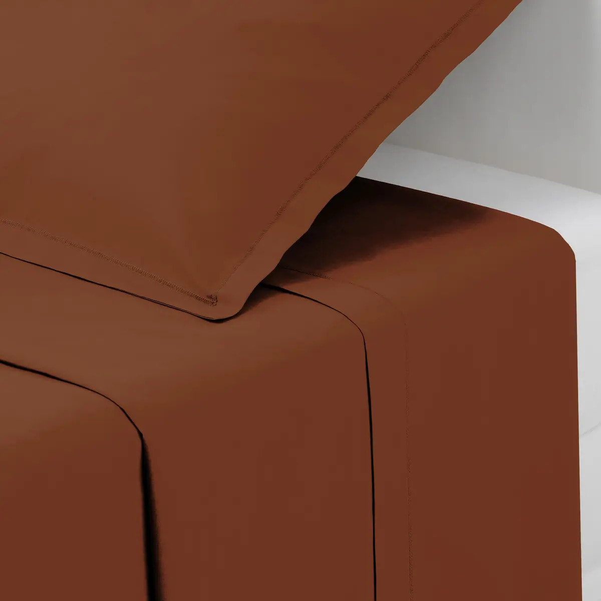 Drap plat "Carina" en coton 240x290cm rose terracotta