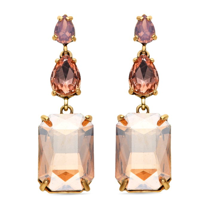 Pendientes de Cristal Multicolor acabados en oro amarillo de 18k