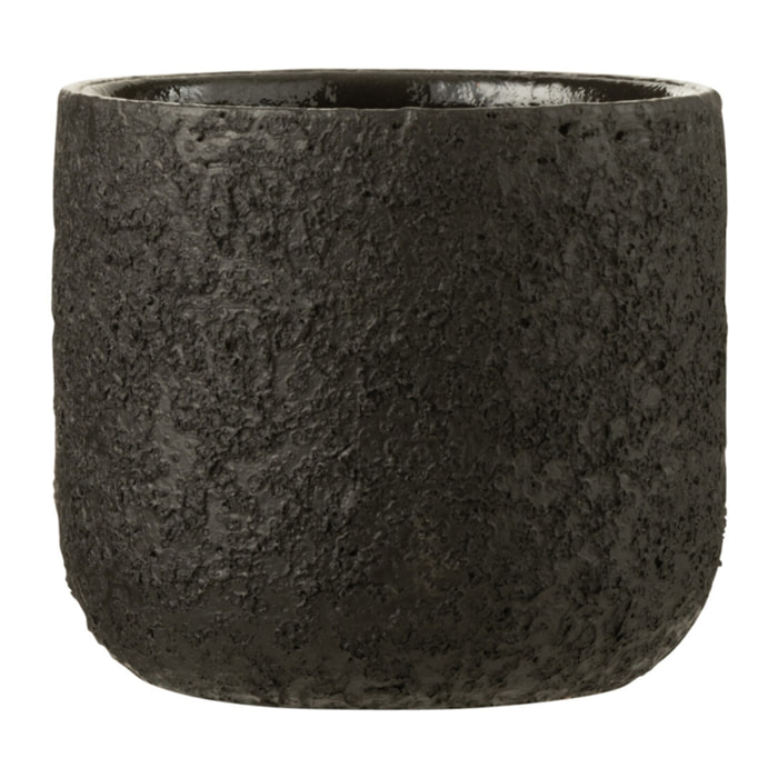 J-Line Cachepot Rugueux - céramique - noir - small - Ø 15.00 cm