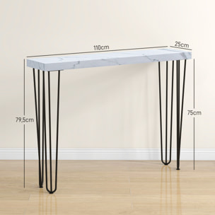 Mesa Consola Moderna Mesa de Entrada con Patas de Acero Antivuelco Mueble de Recibidor para Salón Pasillo 110x25x79,5 cm Blanco