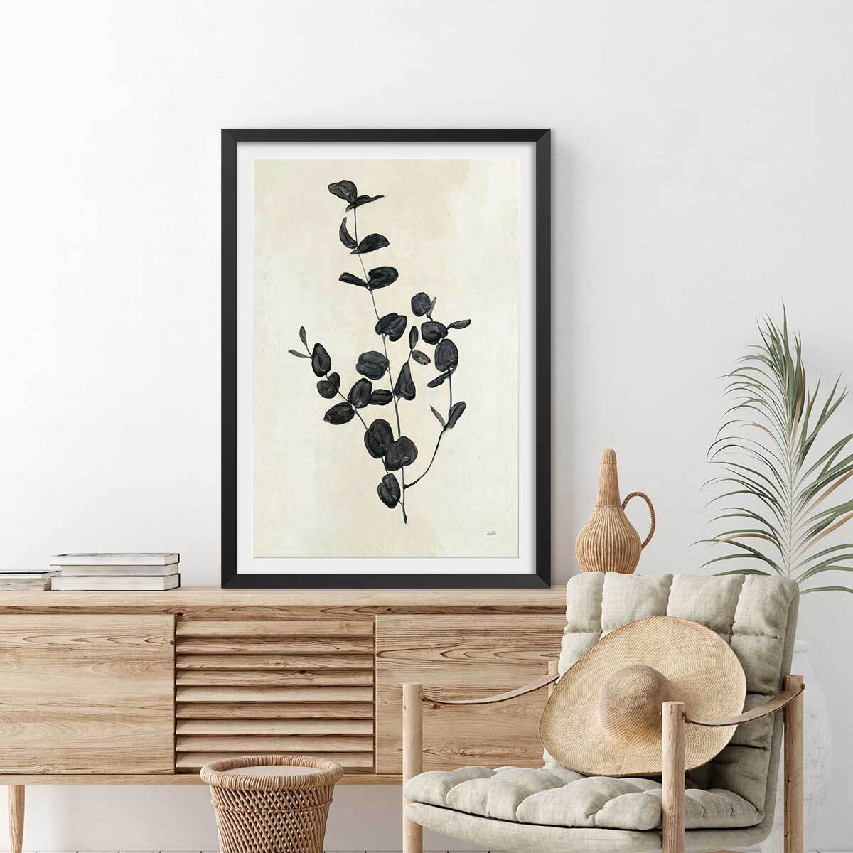 Affiche fleurs Black magic Affiche + cadre en bois - Noir