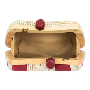 Bonamico Bolso bandolera Mujer. Fabricado en madera natural, algodón y paja trenzada.
