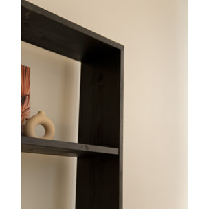 Estantería de madera maciza tono negro con 4 estantes Alto: 182 Largo: 80 Ancho: 20