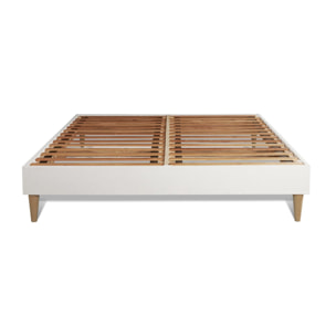 Pack cama completa - Colchón Espuma - Kit de base de cama - Blanco -  con 2 almohadas y 1 edredón