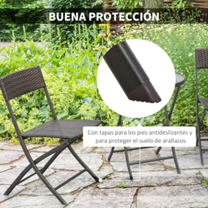 Conjunto de Mesa y 2 Sillas Muebles Ratán para Jardín Exterior Patio Terraza