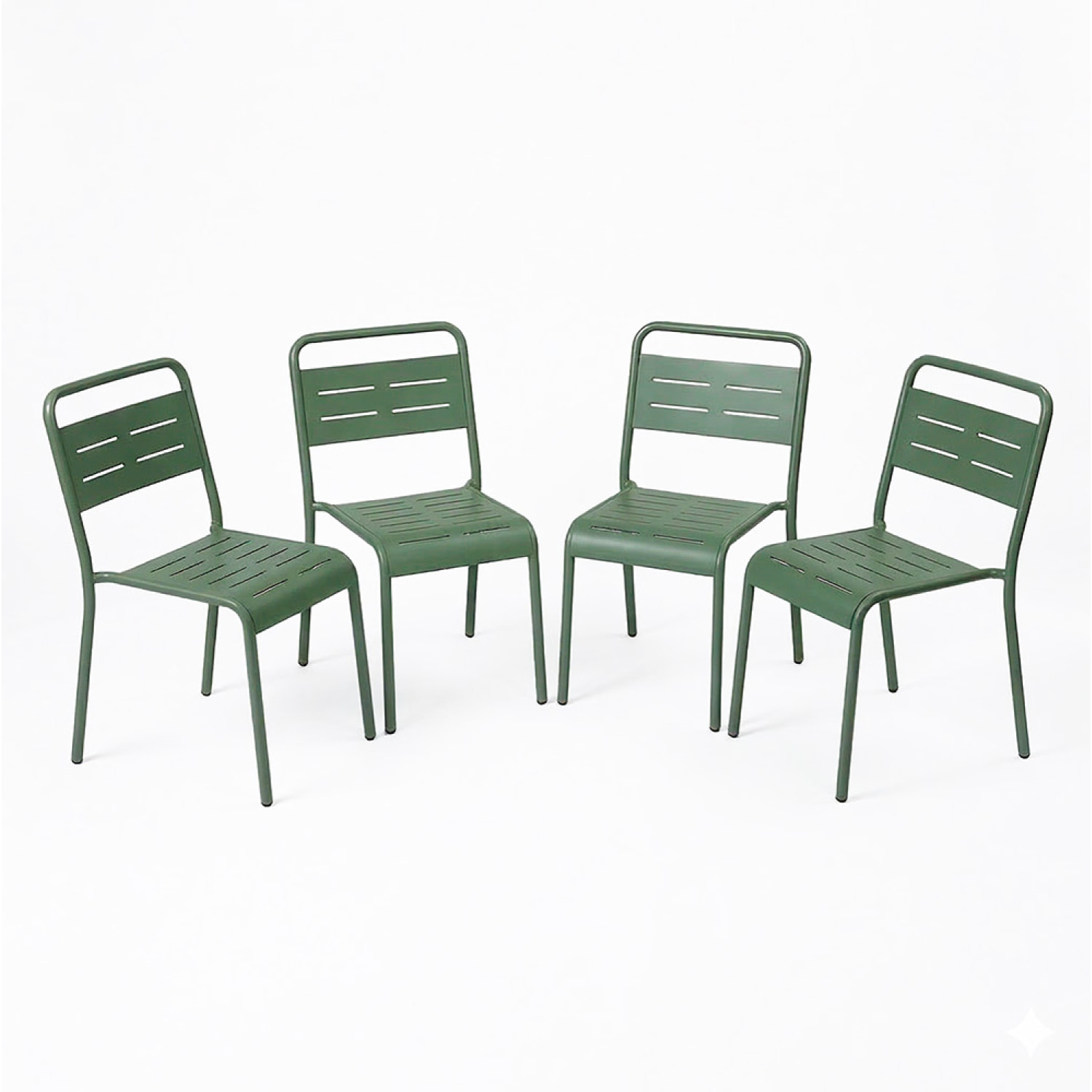 Ensemble de 4 chaises de jardin empilables vertes EVORA