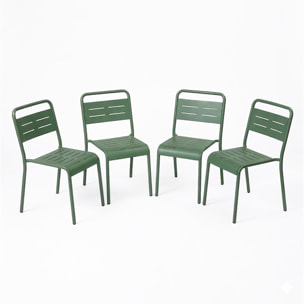 Ensemble de 4 chaises de jardin empilables vertes EVORA