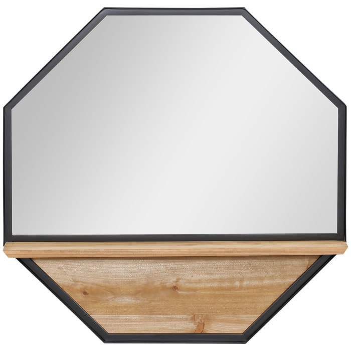 HOMCOM Espejo Decorativo de Pared 61x61 cm Espejo Octágono con Estante de Almacenamiento para Salón Dormitorio Entrada Negro