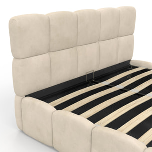 Lit coffre Bubble 140x190cm velours beige