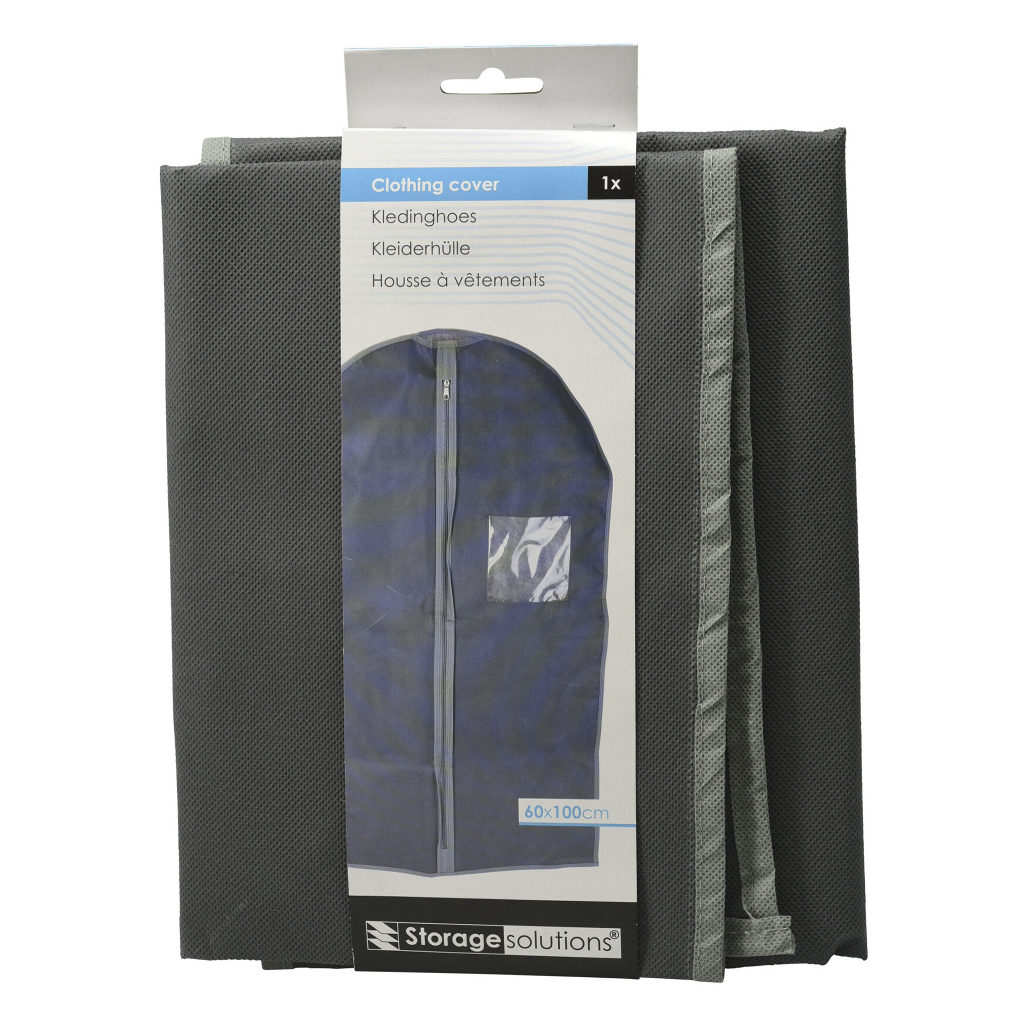 Well home bolsa de traje no tejida de alta calidad con cremallera y ventana - 60x100cm en gris oscuro