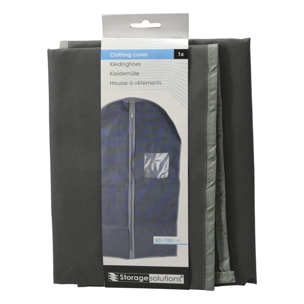 Well home bolsa de traje no tejida de alta calidad con cremallera y ventana - 60x100cm en gris oscuro