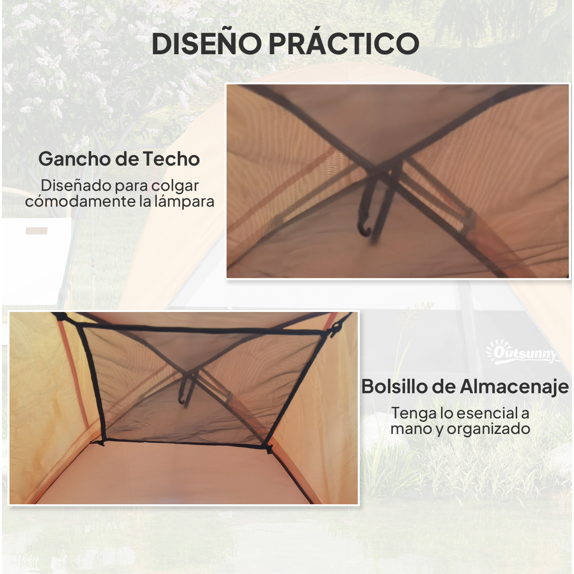 Tienda de Campaña para 2-4 Personas Tienda de Camping Plegable con Puerta Ventanas de Malla Bolsillo Gancho y Bolsa de Transporte Impermeable Fácil Instalación para Senderismo Naranja y Gris