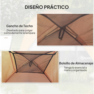 Tienda de Campaña para 2-4 Personas Tienda de Camping Plegable con Puerta Ventanas de Malla Bolsillo Gancho y Bolsa de Transporte Impermeable Fácil Instalación para Senderismo Naranja y Gris