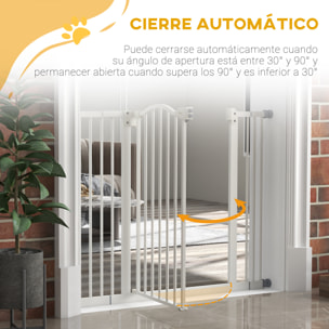 Barrera para Perros Puerta para Perros con Ancho Ajustable 74-100 cm Barrera de Seguridad para Perros con 2 Extensiones para Escaleras y Puertas Blanco