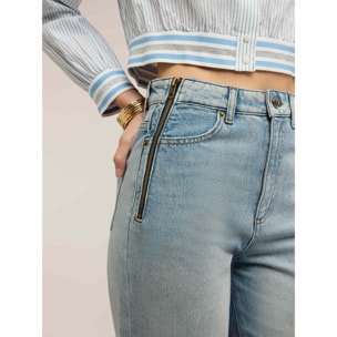 Motivi - Jeans palazzo wide leg con zip laterali - Azzurro