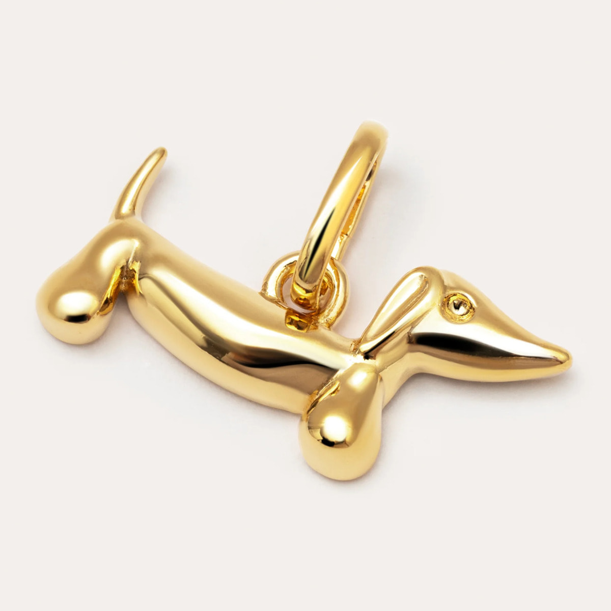 Charm Mini Dog Teckel Enamel Sky Placcato Oro