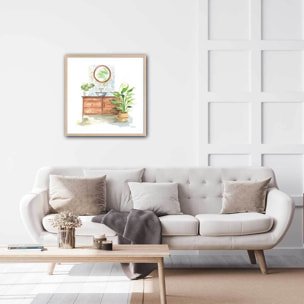 Affiche Greenery Bath Affiche + cadre en bois - Chêne